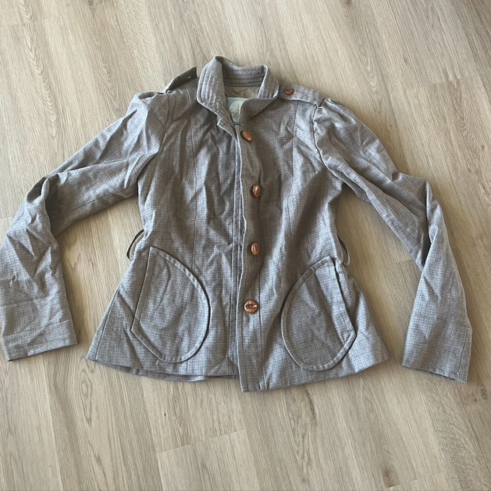 Tracy Reese New York Plaid Cropped Blazer Brown 10 Tweed